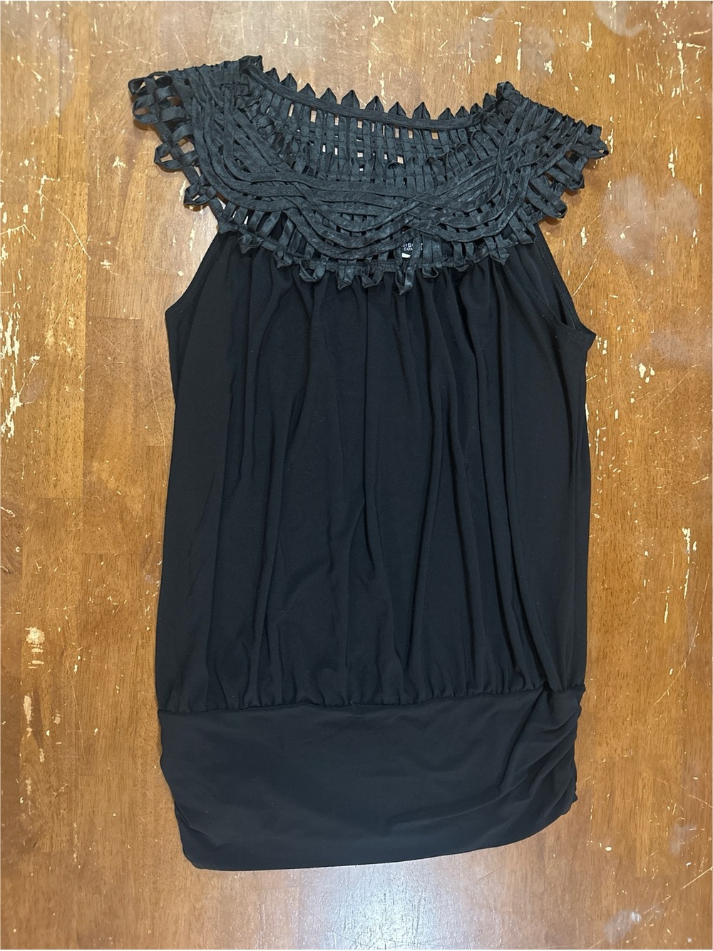 PerSeption Concept Black Choker Weave Y2K Sleeveless Blouse with Side Ruching